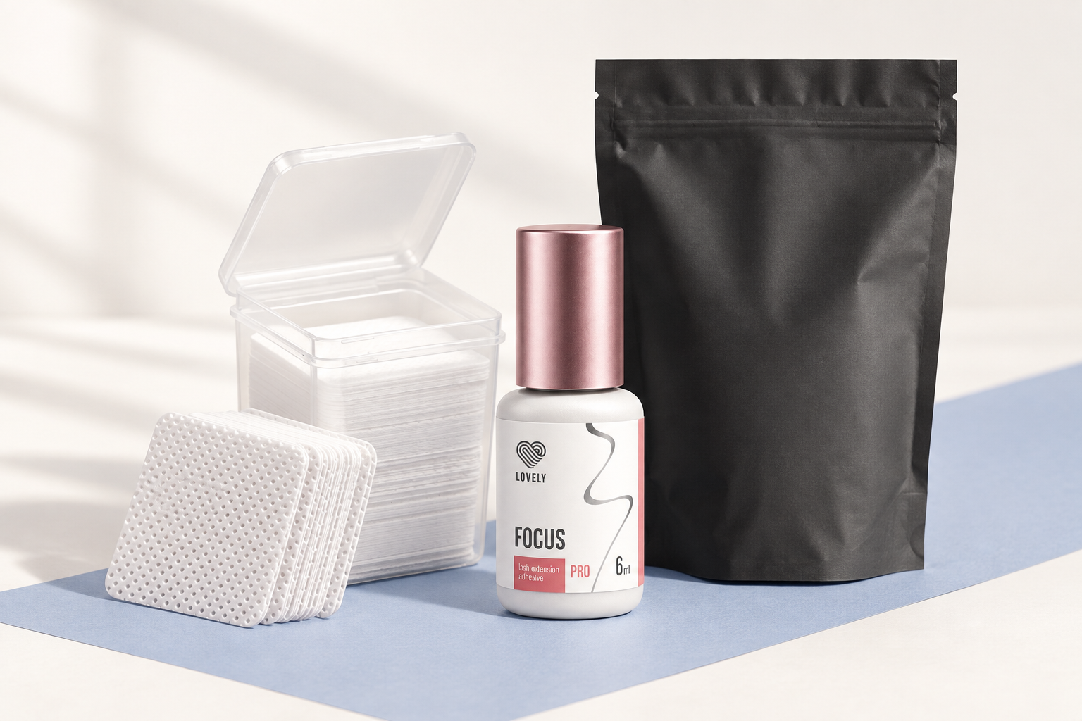 Cola Focus Lovely, pads de limpeza e armazenamento para colas