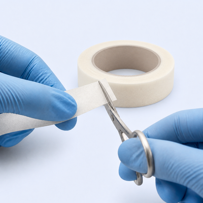 Demonstração de corte da fita adesiva em papel 1,2 cm