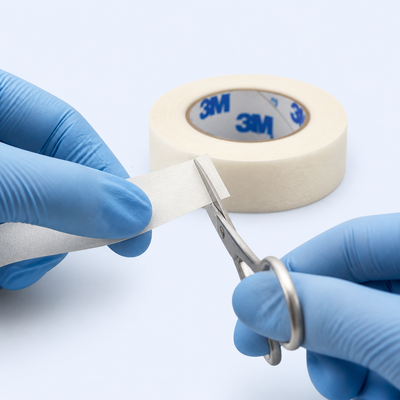 Demonstração de corte da fita 3M Micropore 1,2 cm