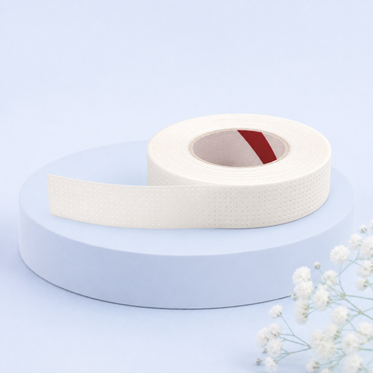 Fita japonesa respirável branca 1,25 cm com flores