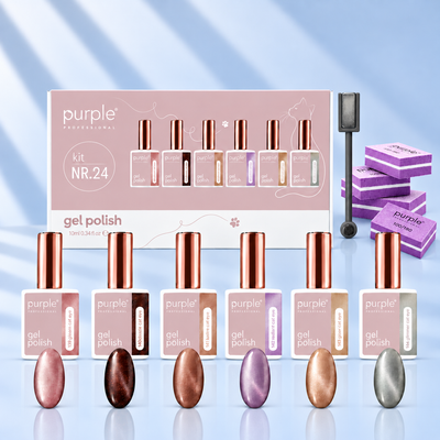 Verniz Gel Purple - Caixa Coleção Nº24 Cat Eye 6uni.