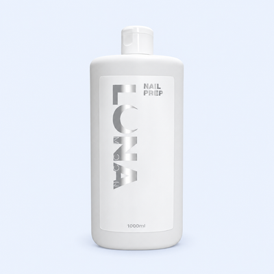 Nail Prep Degreaser Lunamoon 1000 ml — frasco branco, fundo azul-claro