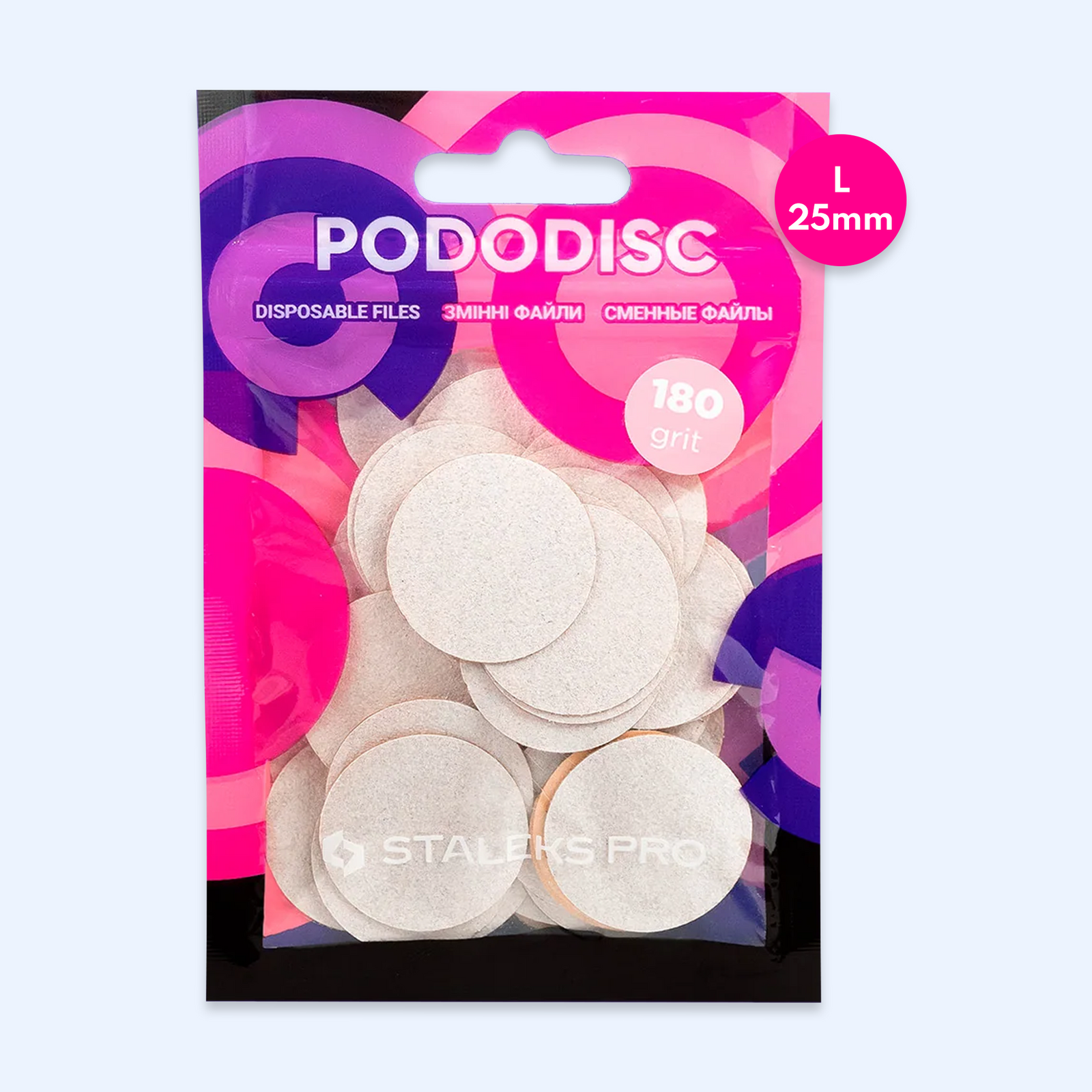 Limas Descartáveis 180 grit para PODODISC L EXPERT 25 mm - Staleks