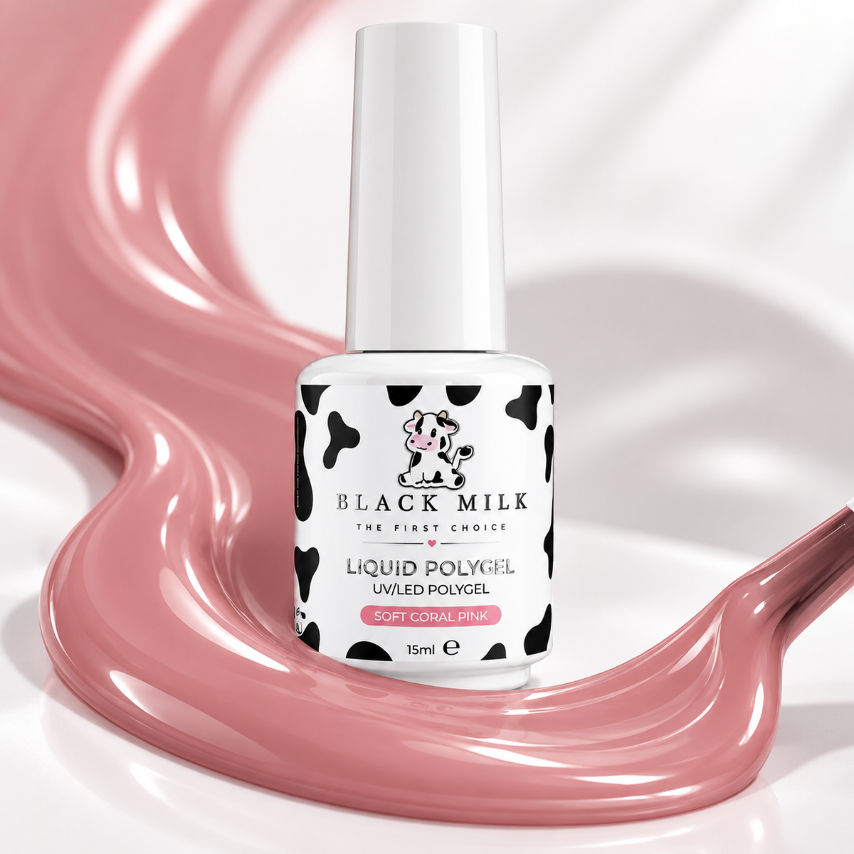 Liquid Polygel Soft Coral Pink Black Milk 15 ml - Smirnova