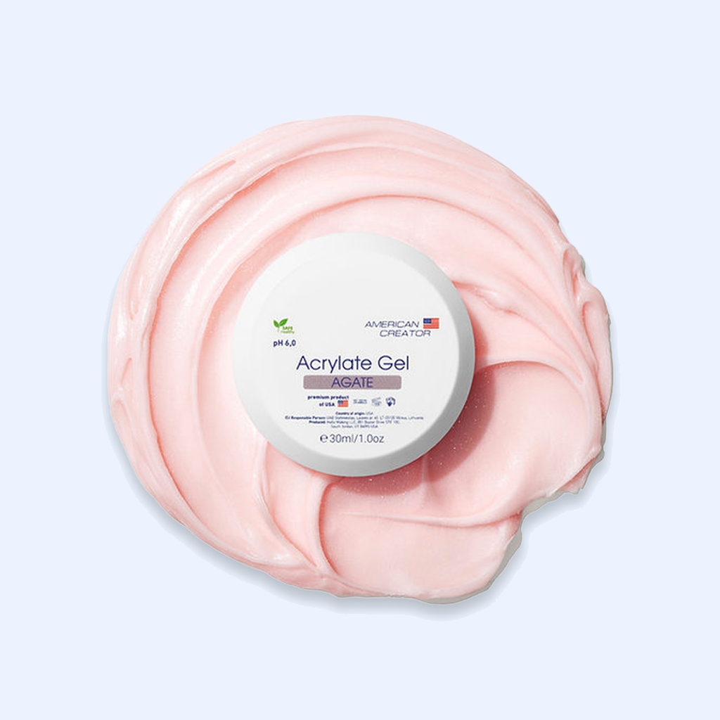 Acrylate Gel Agate American Creator 30ml boião com amostra rosa pálido cremoso