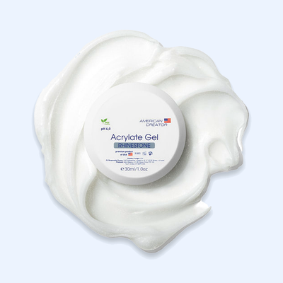 Acrylate Gel Rhinestone American Creator 30ml boião com amostra branco translúcido