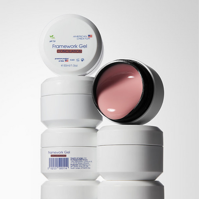 American Creator Framework Gel Conciliation 30 ml em composição com boiões abertos e fechados