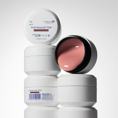 American Creator Framework Gel Encourage 30 ml em composição com boiões abertos e fechados
