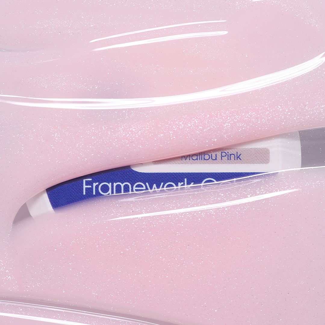 Textura rosa pálido com brilho prateado do American Creator Framework Gel Malibu Pink 30 ml