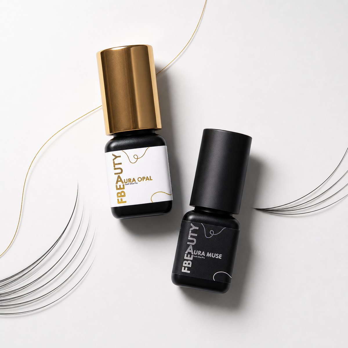 Colas Aura Opal e Aura Muse FBeauty em composição flat lay