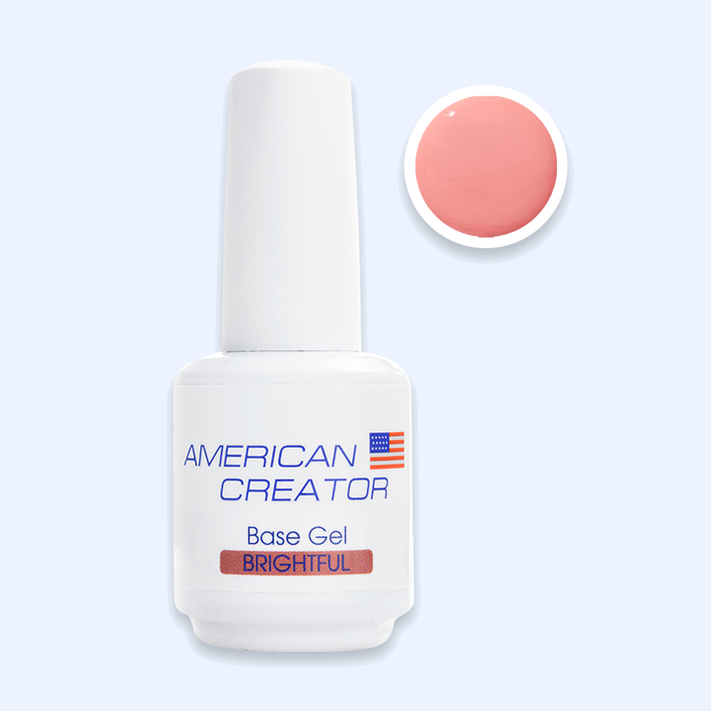 Base Gel Brightful American Creator 15ml com amostra coral salmao