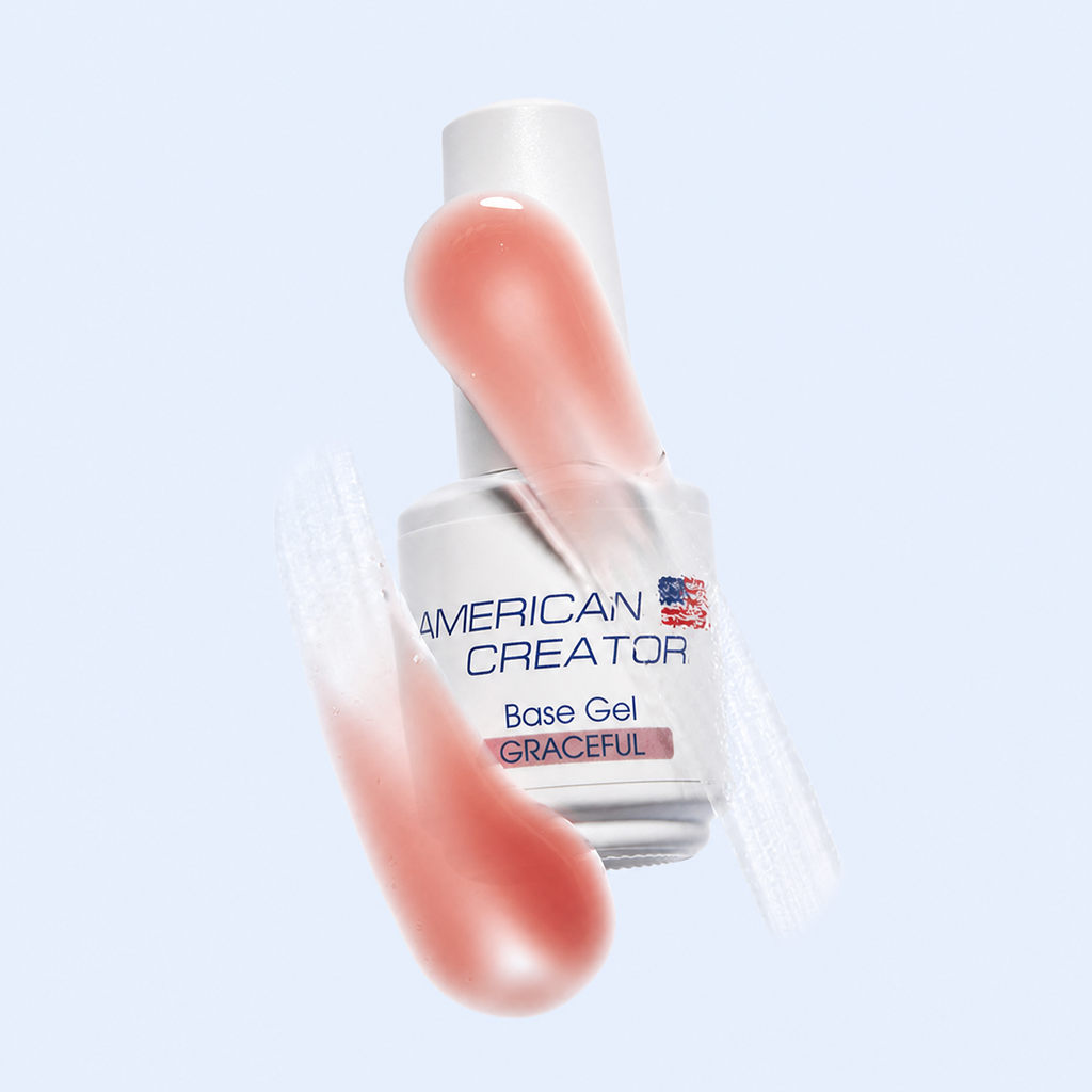 Base Gel Graceful American Creator 15ml textura nude amendoa sobre frasco