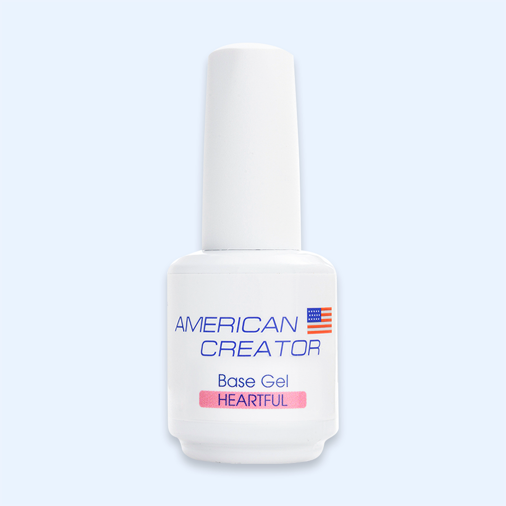 Frasco Base Gel Heartful American Creator 15ml rosa leitoso