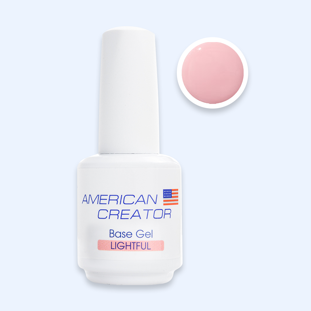 Base Gel Lightful American Creator 15ml com amostra rosa pessego claro translucido