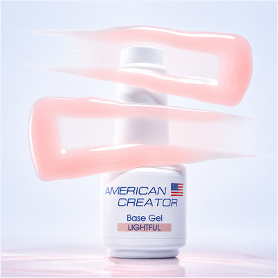 Textura rosa pessego claro translucido da Base Gel Lightful American Creator