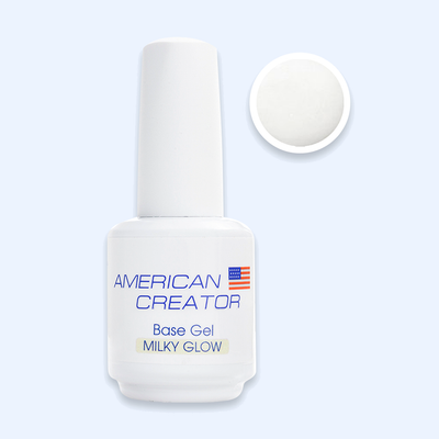 Base Gel Milky Glow American Creator 15ml com amostra branco leitoso brilhante