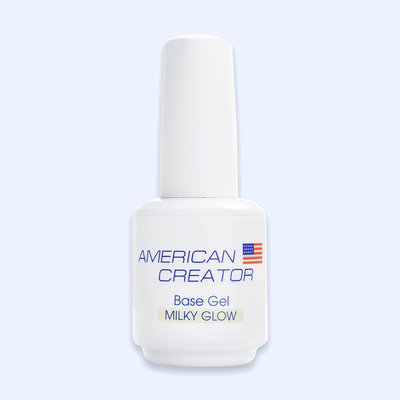 Frasco Base Gel Milky Glow American Creator 15ml branco leitoso brilhante