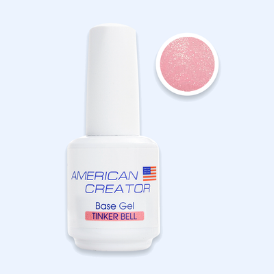 Base Gel Tinker Bell American Creator 15ml com amostra rosa coral brilhante