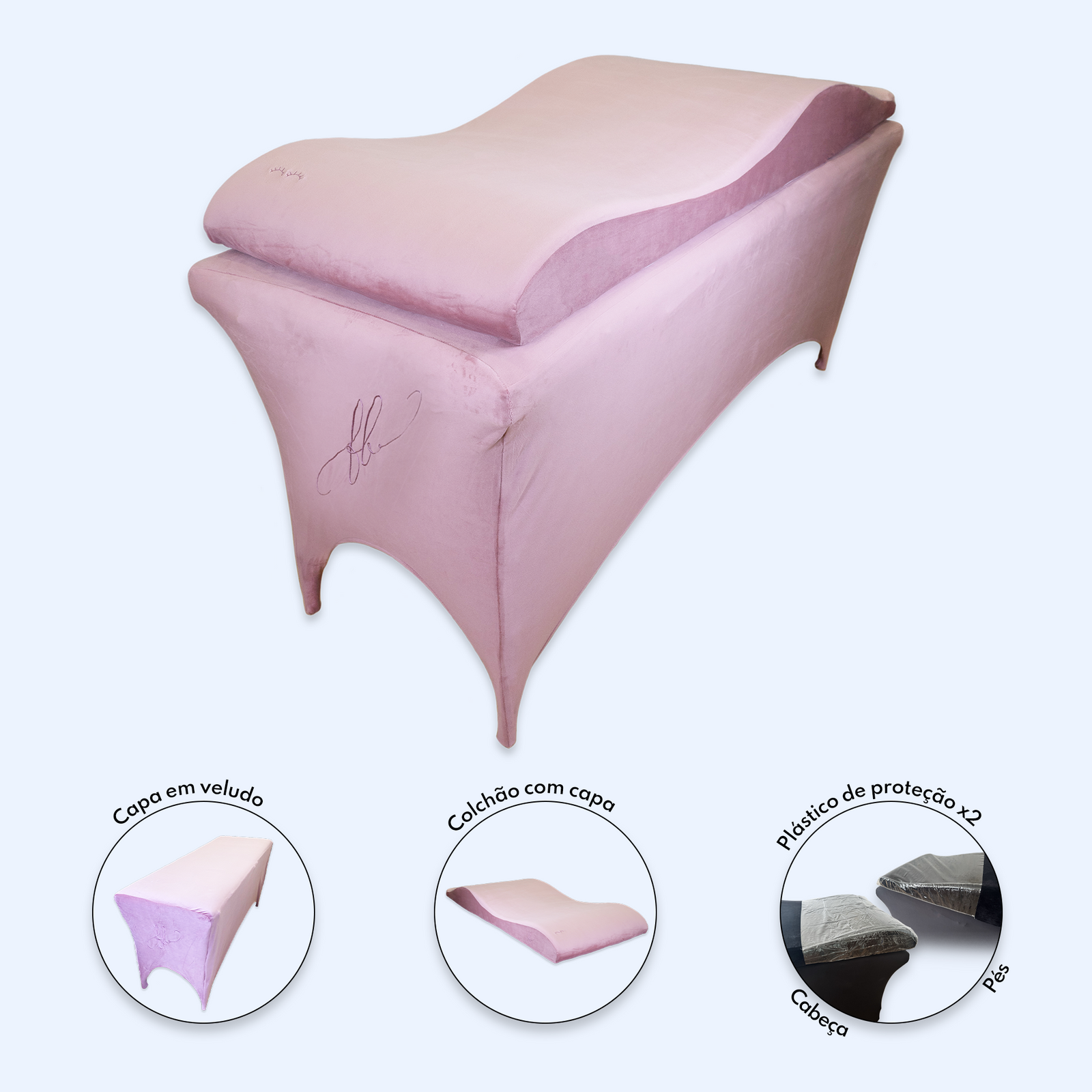 Colchão Ergonómico e Capa FB - Rosa Velho