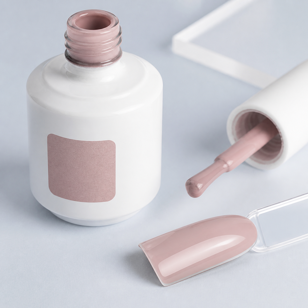 Color Gel Affogato American Creator com frasco pincel e swatch nude rosado