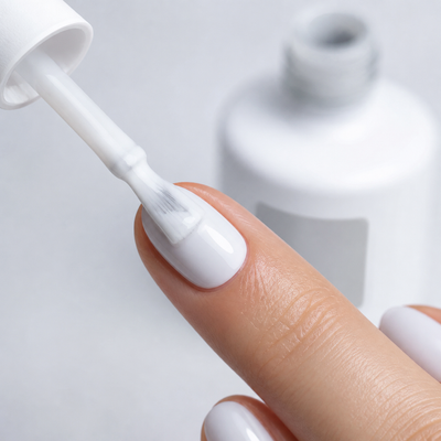 Aplicação do Color Gel Angel American Creator em unha branco suave