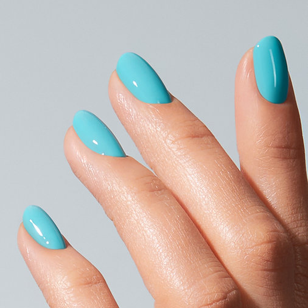 Resultado em unhas com Color Gel Biscuit American Creator turquesa brilhante