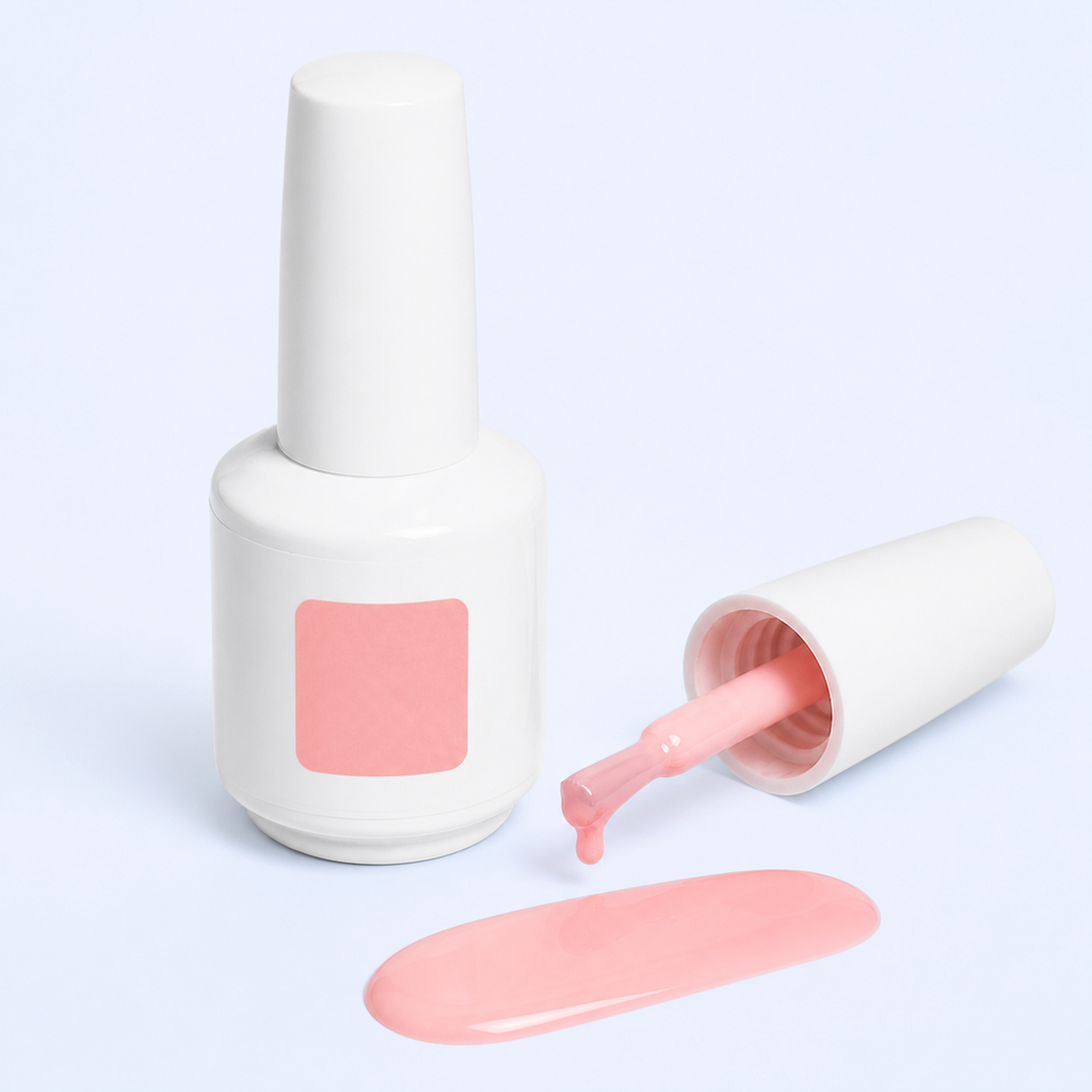 Frasco pincel e swatch do Color Gel Blur American Creator rosa pêssego claro