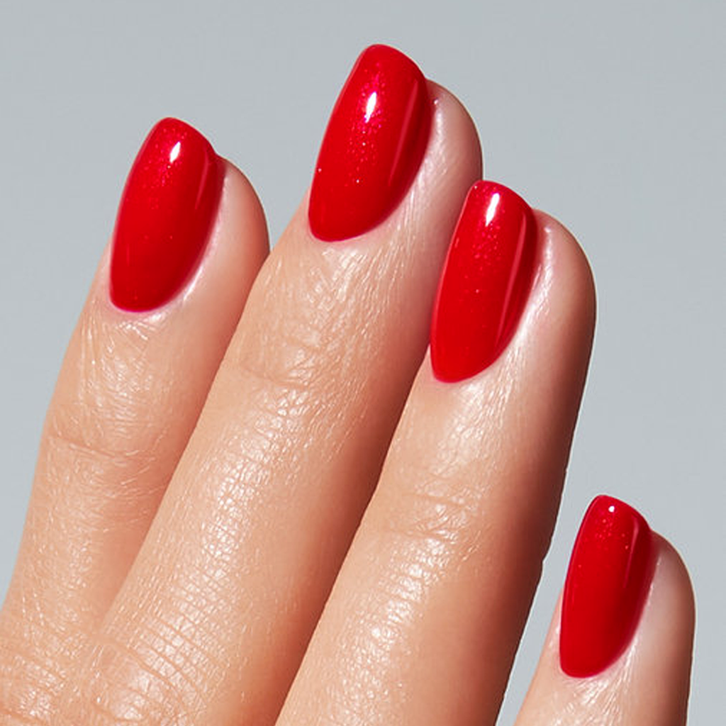 Unhas com Color Gel Bravura American Creator vermelho profundo brilhante