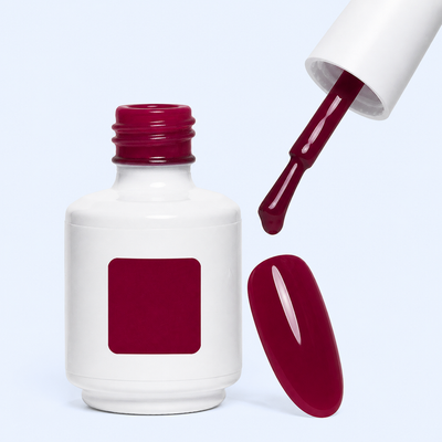 Frasco pincel e swatch do Color Gel Burgundy American Creator vinho profundo