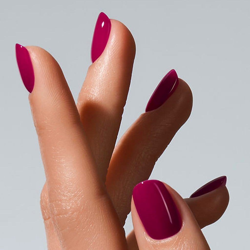 Unhas com Color Gel Burgundy American Creator vinho profundo brilhante