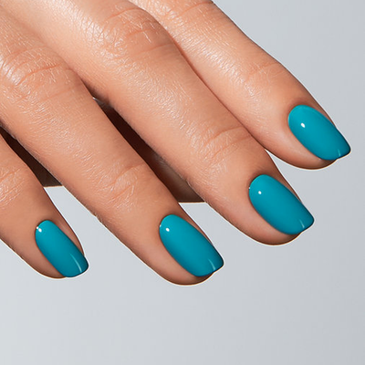 Unhas com Color Gel Chefchaouen American Creator azul turquesa brilhante