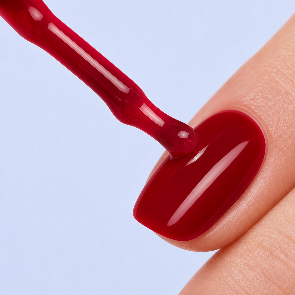 Aplicação do Color Gel Christmas American Creator vermelho natal na unha