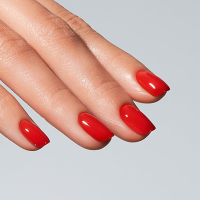 Unhas com Color Gel Enough American Creator em vermelho vivo brilhante