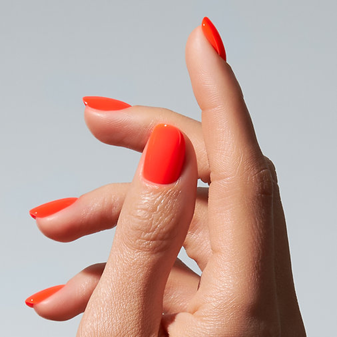 Unhas com Color Gel Explosion American Creator laranja neon brilhante