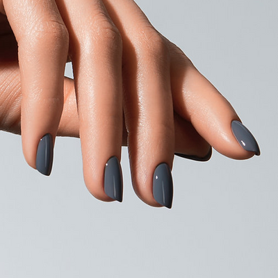 Unhas com Color Gel External American Creator cinza petroleo brilhante