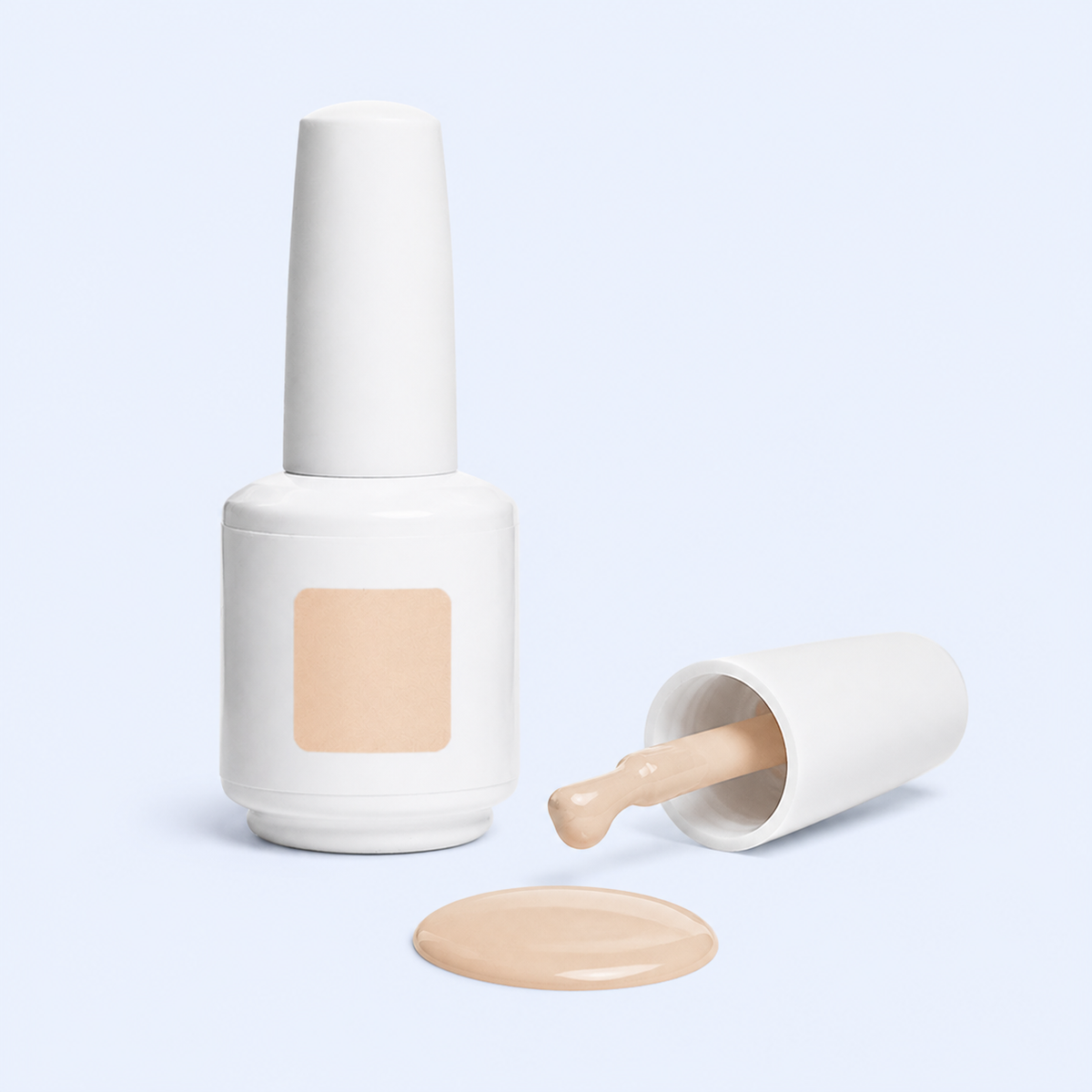 Frasco, aplicador e swatch do Color Gel Guipure American Creator nude bege leitoso