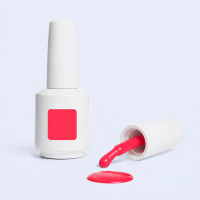 Frasco, aplicador e swatch do Color Gel Hillier American Creator rosa coral vivo