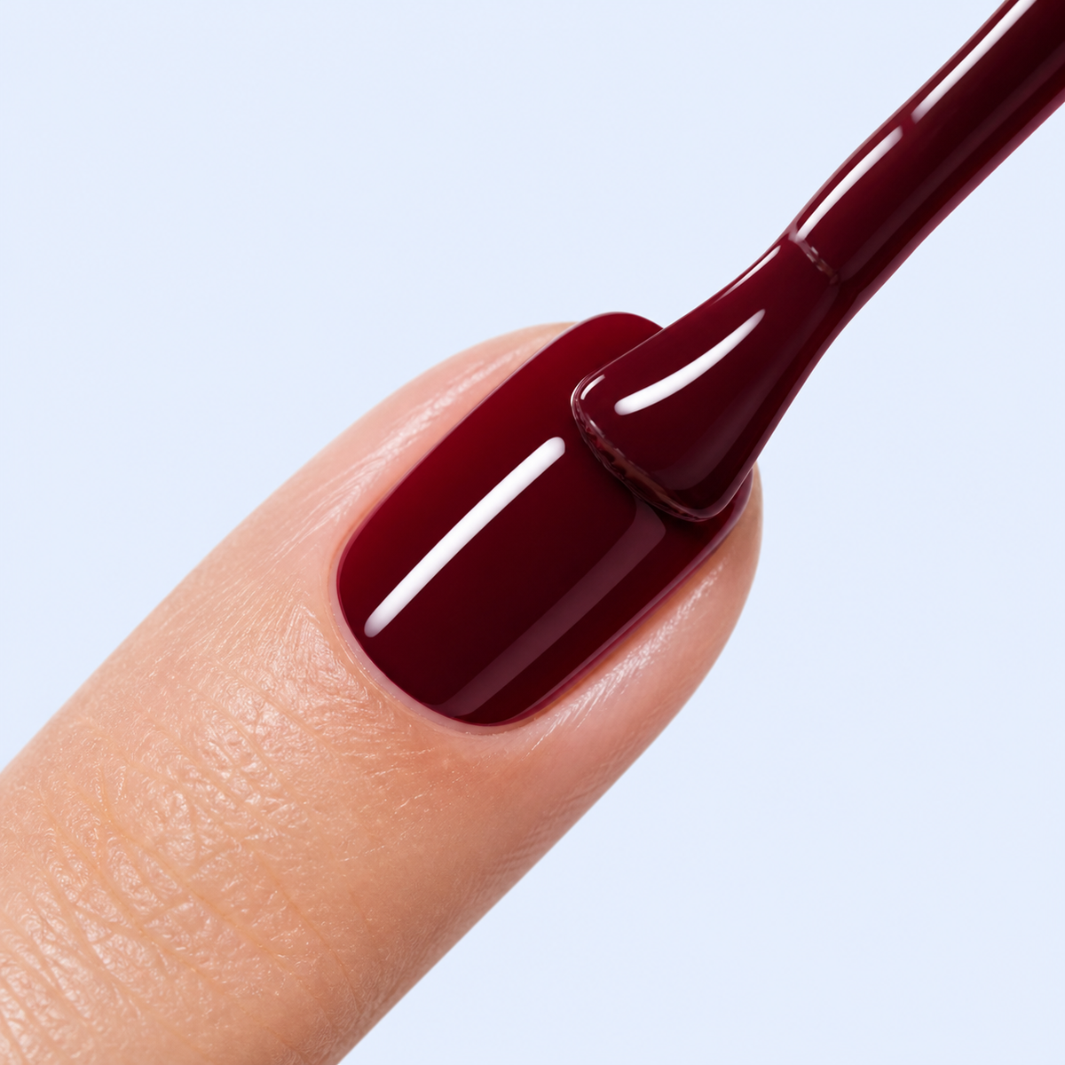 Aplicacao do Color Gel Mettle American Creator vermelho vinho profundo na unha