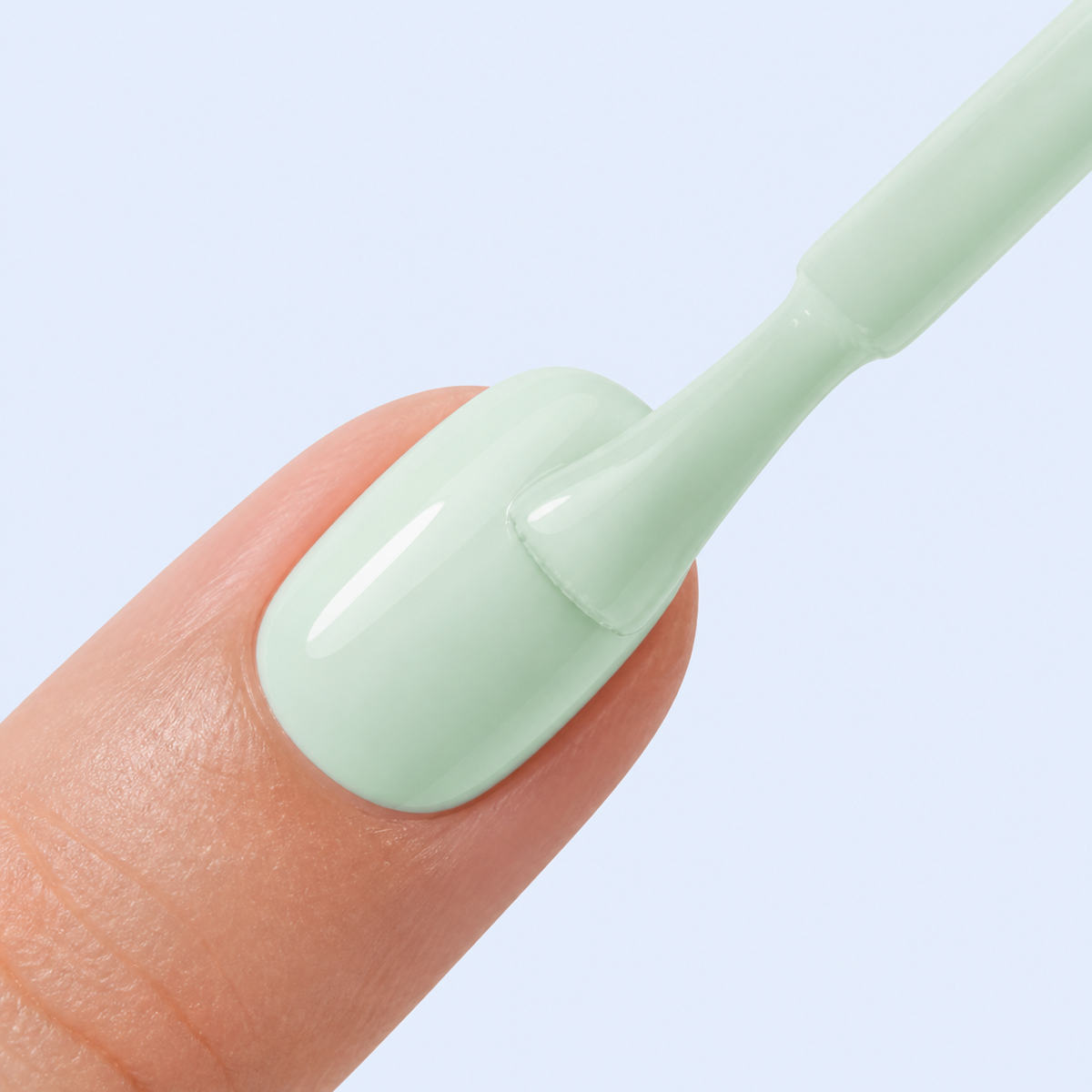 Aplicacao do Color Gel Mint American Creator verde menta claro na unha