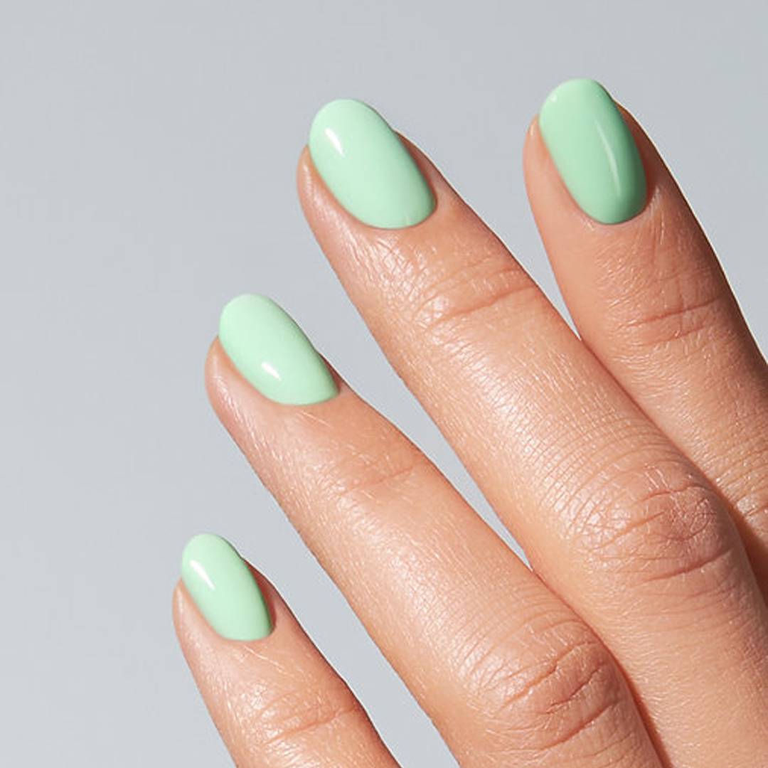 Unhas com Color Gel Mint American Creator verde menta claro brilhante