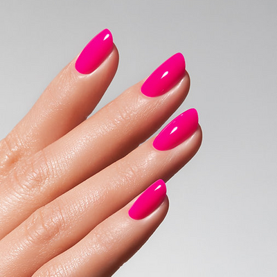 Unhas com Color Gel Passion American Creator rosa fucsia intenso brilhante
