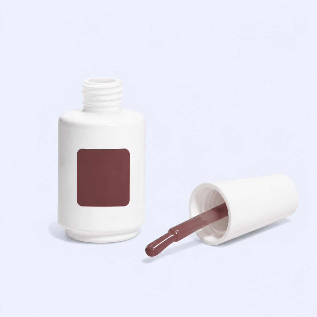 Color Gel Rhapsody American Creator frasco aberto e aplicador castanho malva escuro