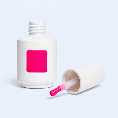 Frasco aberto e aplicador do Color Gel Starfish American Creator rosa fucsia vivo