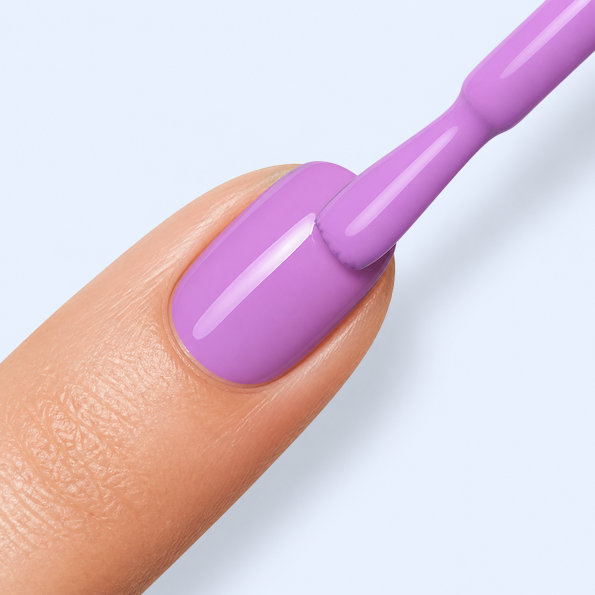 Aplicacao do Color Gel Timidity American Creator em unha lilas rosa violeta