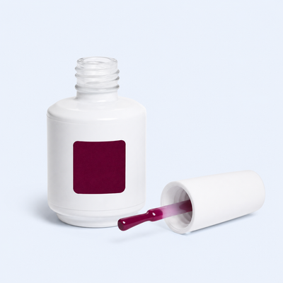 Frasco aberto e aplicador do Color Gel Venerate American Creator vinho ameixa escuro