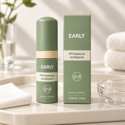 Early pH Balance Multipack de 20 ml com caixa num ambiente profissional