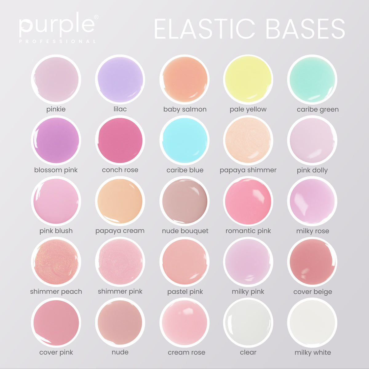 Colecao Elastic Bases Purple com amostra da cor clear