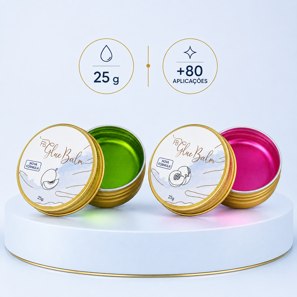FB Glue Balm Melão e Pêssego, 25 g e mais de 80 aplicações
