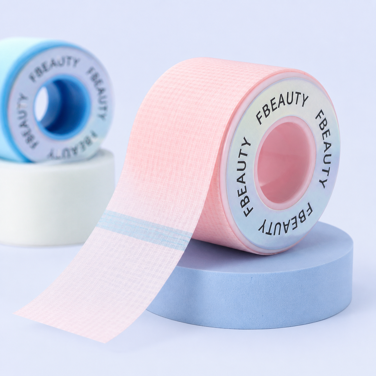 Detalhe da FB Lash Tape rosa em silicone 2,4 cm