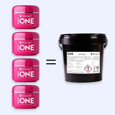 Equivalência de tamanhos Gel Base One Violet Thick Silcare